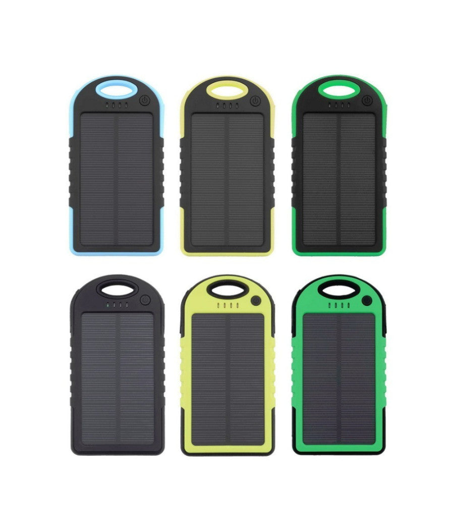 Batteria Esterna Powerbank Solare 5000mah Caricatore Smartphone Tablet Gancio         