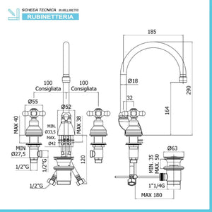 Batteria lavabo Paffoni Iris con canna orientabile e scarico incluso