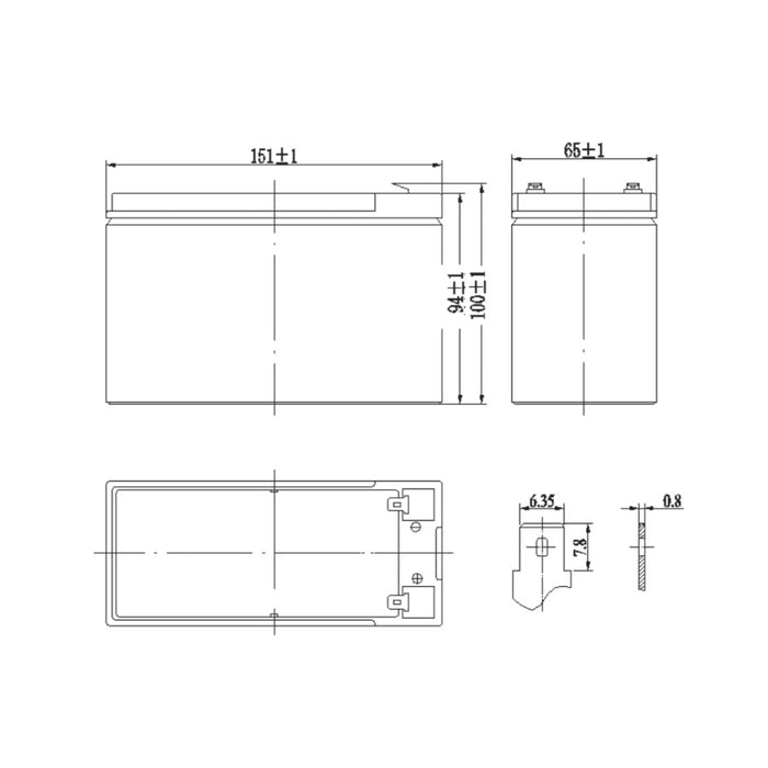 Batteria Ricaricabile 12V 10Ah AGM Ermetica - Ideale per Allarmi, UPS e Giocattoli - Attacco Faston T2