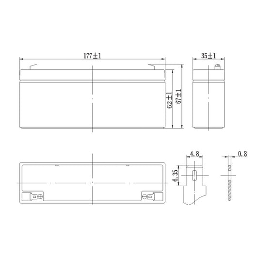 Batteria Ricaricabile 12V 2.3Ah AGM Ermetica - Ideale per Allarmi, UPS e Giocattoli - Attacco Faston T1