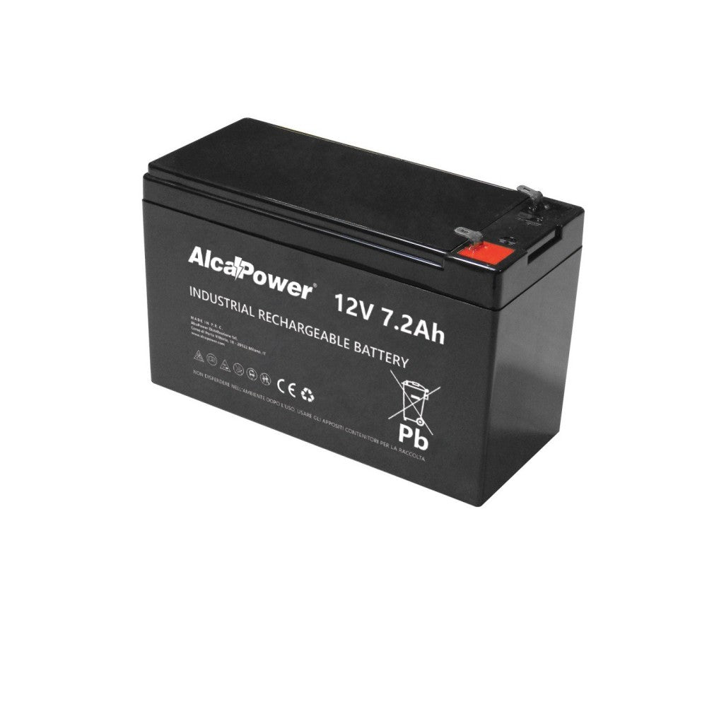 Batteria Ricaricabile 12V 7.2Ah AGM Ermetica - Ideale per Allarmi, UPS e Giocattoli - Attacco Faston T1