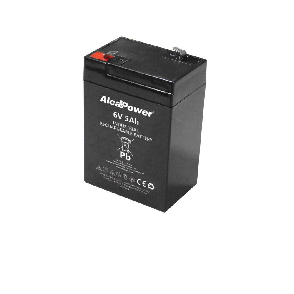 Batteria Ricaricabile 6V 5Ah AGM Ermetica - Ideale per Allarmi, UPS e Giocattoli - Attacco Faston T1