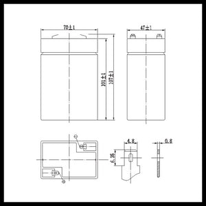 Batteria Ricaricabile 6V 5Ah AGM Ermetica - Ideale per Allarmi, UPS e Giocattoli - Attacco Faston T1