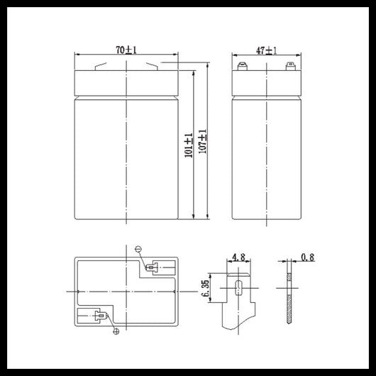 Batteria Ricaricabile 6V 5Ah AGM Ermetica - Ideale per Allarmi, UPS e Giocattoli - Attacco Faston T1