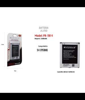 Batteria S4 9500 Ricambio Cellulare Smartphone A Litio 2600mah Maxtech Pa-t014         