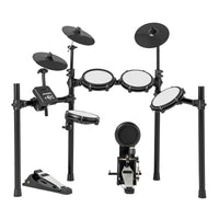Batteria elettrica kit batteria pieghevole con tamburi a rete e piatti-Batteria elettrica con grancassa e 2 bacchette e 225 suoni Nero