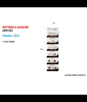 Batterie Pile Alkaline Lr41/g3 1.5v A Bottone Per Orologi Telecomandi Maxtech Lr41         