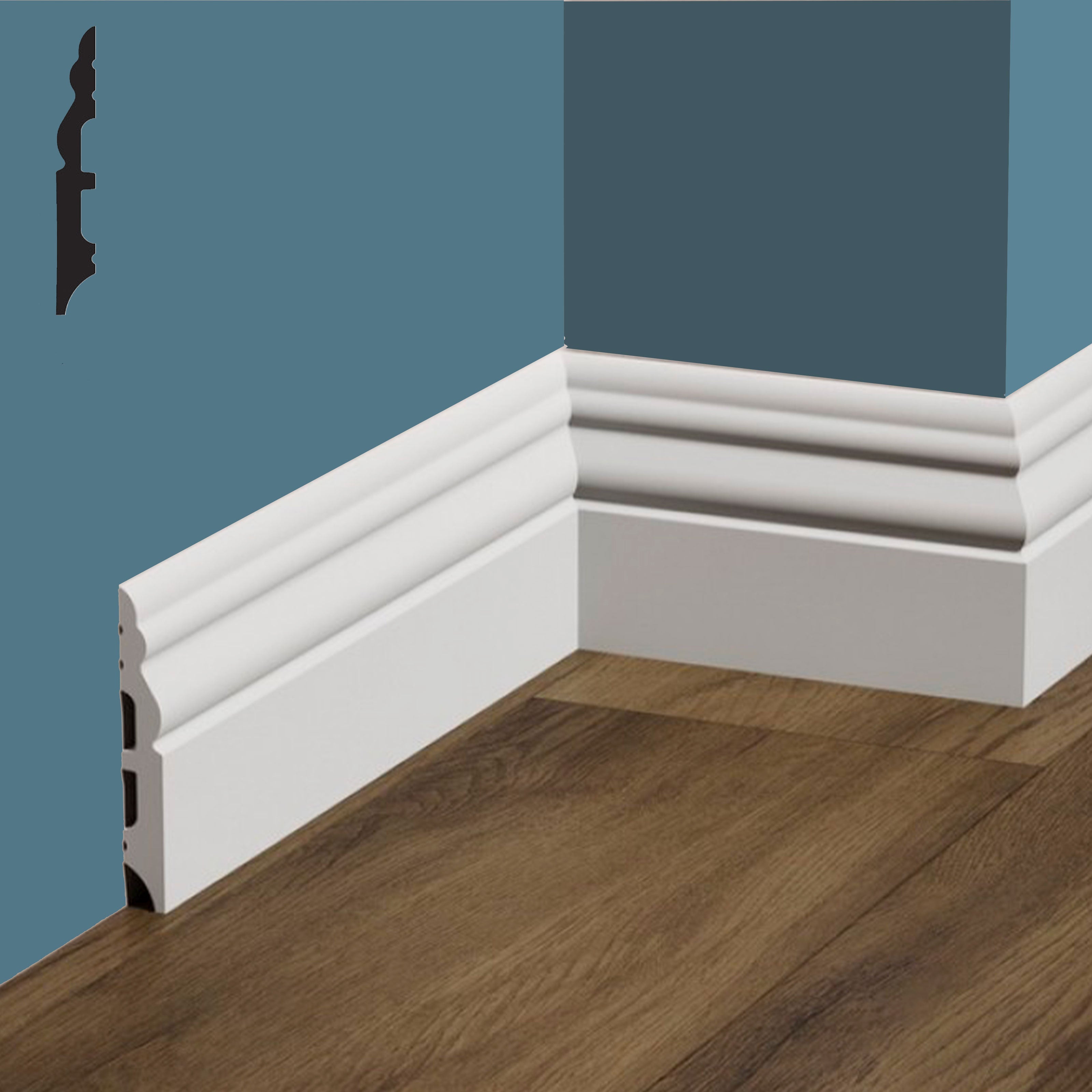 bancale da 48ml di Battiscopa DUCALE in POLIMERI FeelingWood-HD 100x14mm - BIANCO