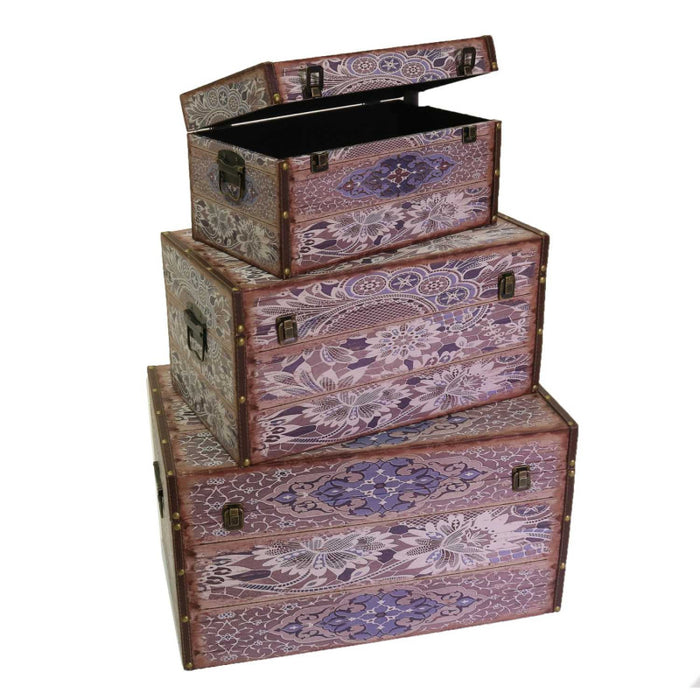 Baule ecopelle 1-3 grigio fiori rettangolare cm 59x36h33