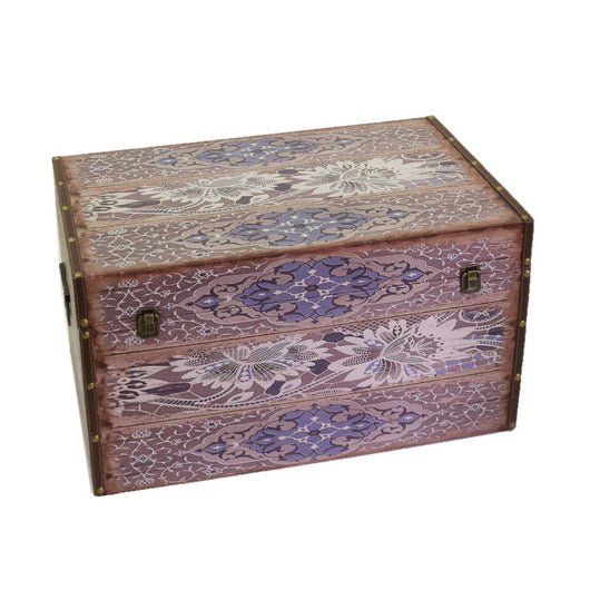 Baule ecopelle 1-3 grigio fiori rettangolare cm 59x36h33