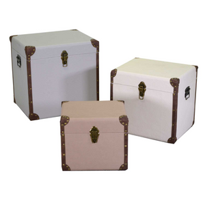 Baule ecopelle 1-3 naturale quadro cm 50x40h50