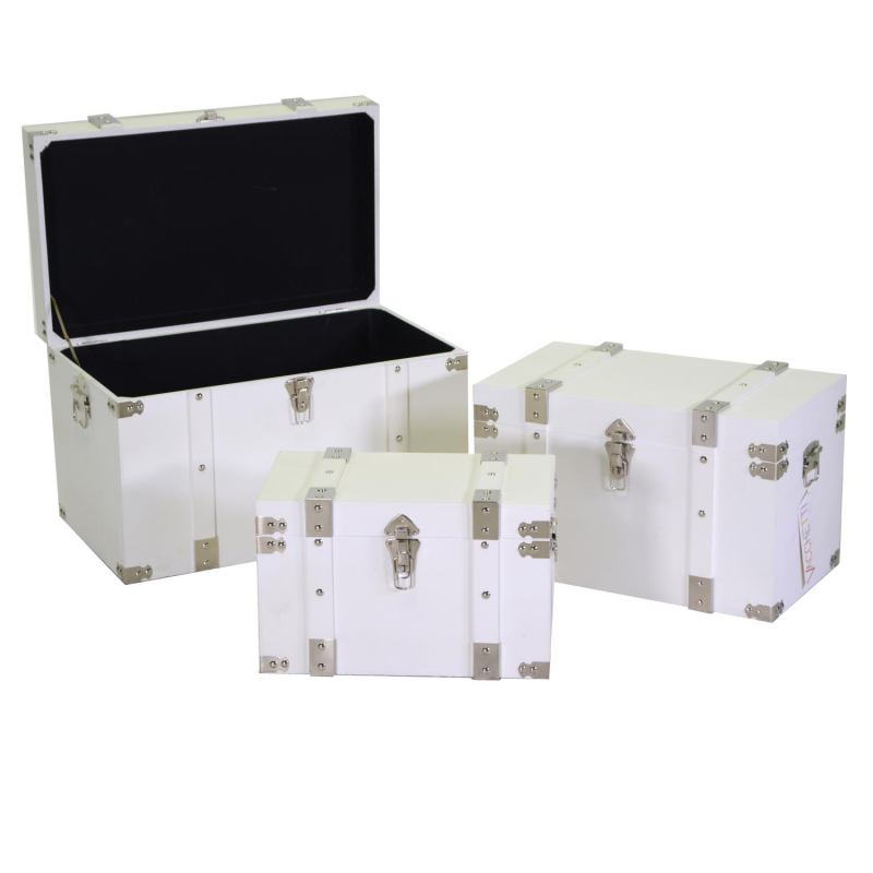 Baule legno 1-3 bianco rettangolare cm 58x34h35