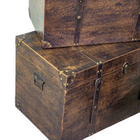 Baule legno ecopelle 1-3 marrone rettangolare cm68x38h40