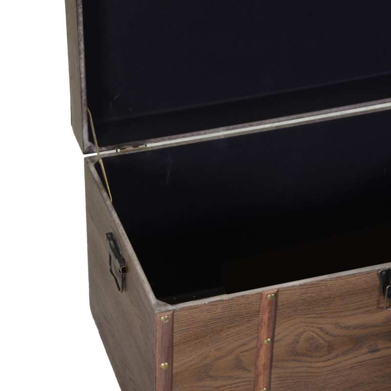 Baule legno ecopelle 1-4 marrone rettangolare cm68x38h40