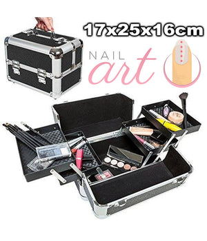 Bauletto Rigido Nero Valigia Rigida Beauty Case Per Estetista Make Up Nail Art         