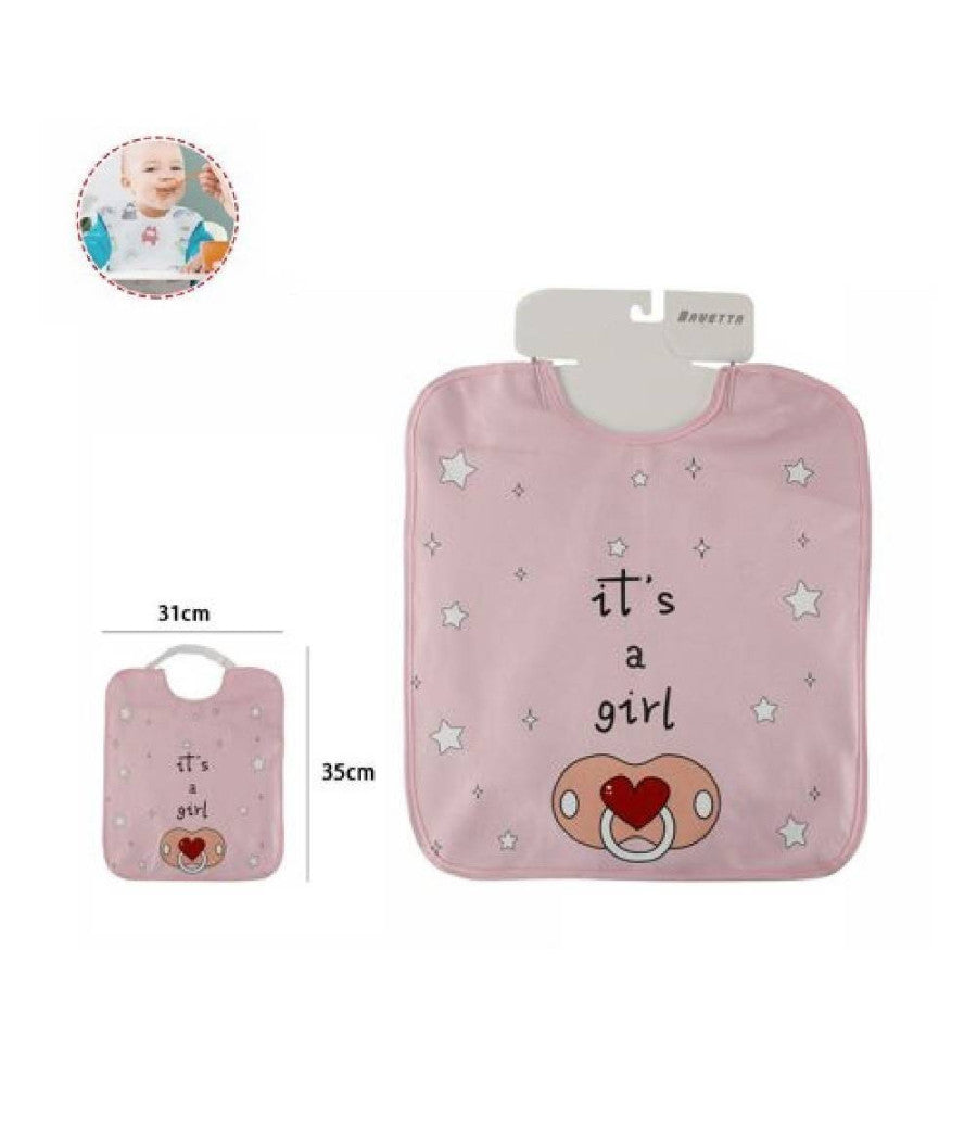 Bavetto Bavaglino Neonato Pappa Allattamento Bambina "it's A Girl" 68337 Rosa         