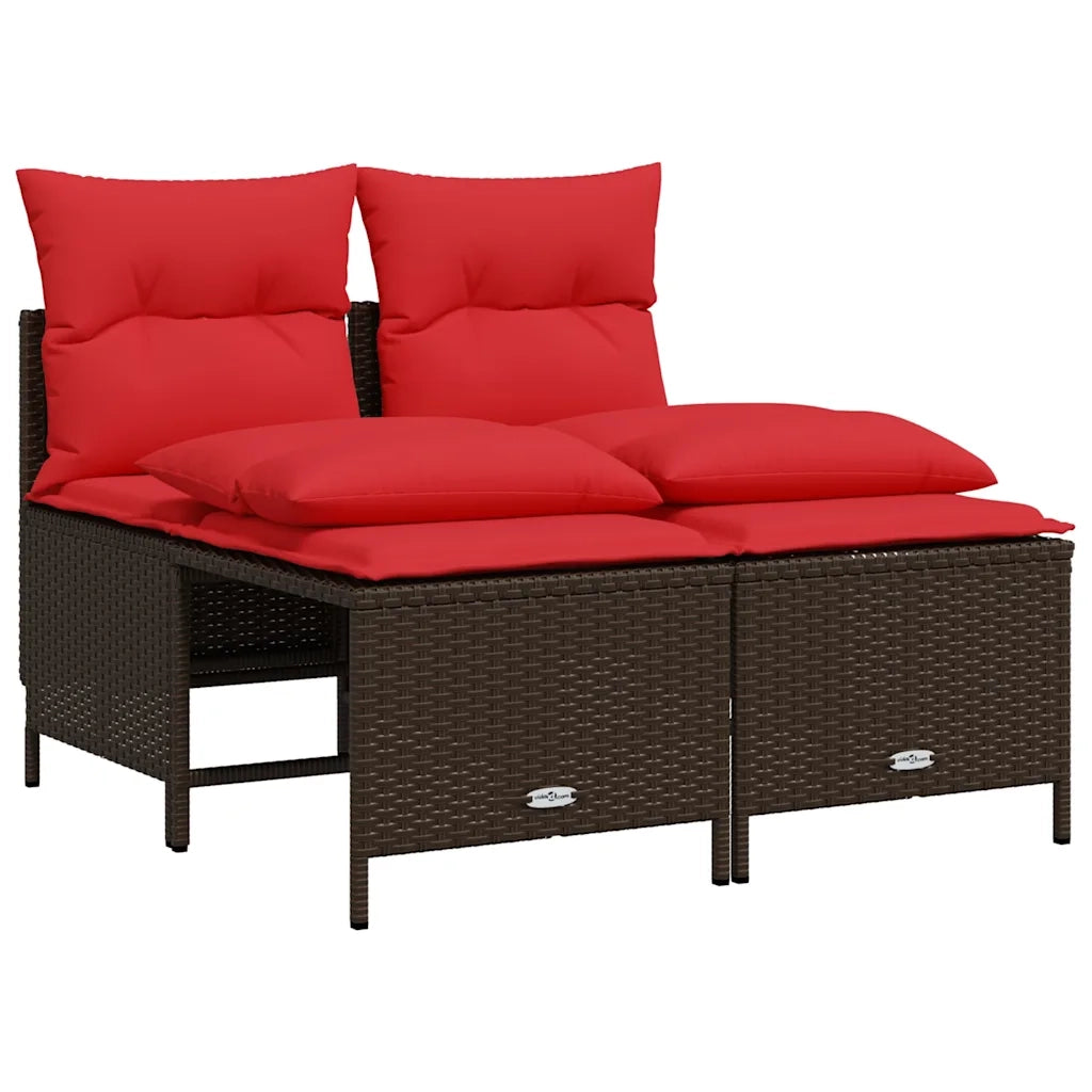 Set Divani da Giardino 4 pz con Cuscini Marrone in Polyrattan 368377
