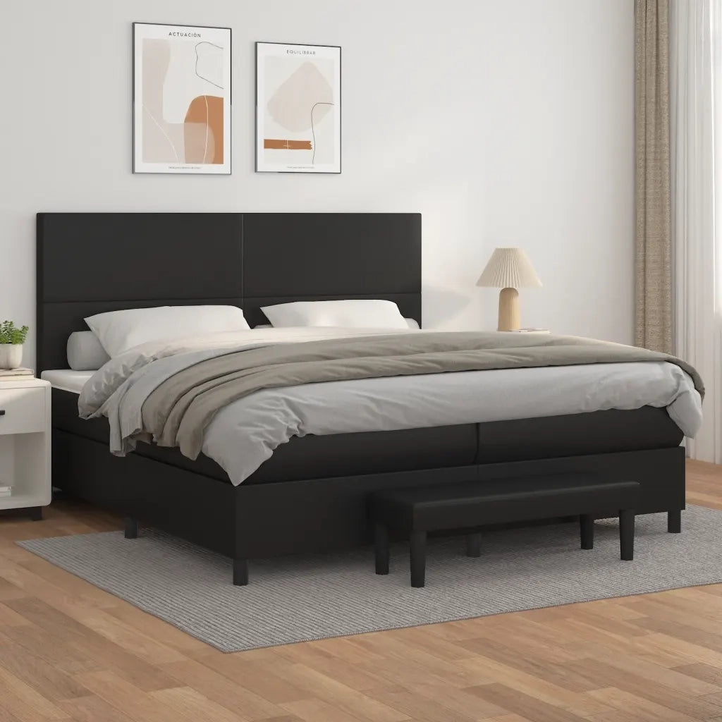 Giroletto a Molle con Materasso Nero 200x200 cm in Similpelle 3137563