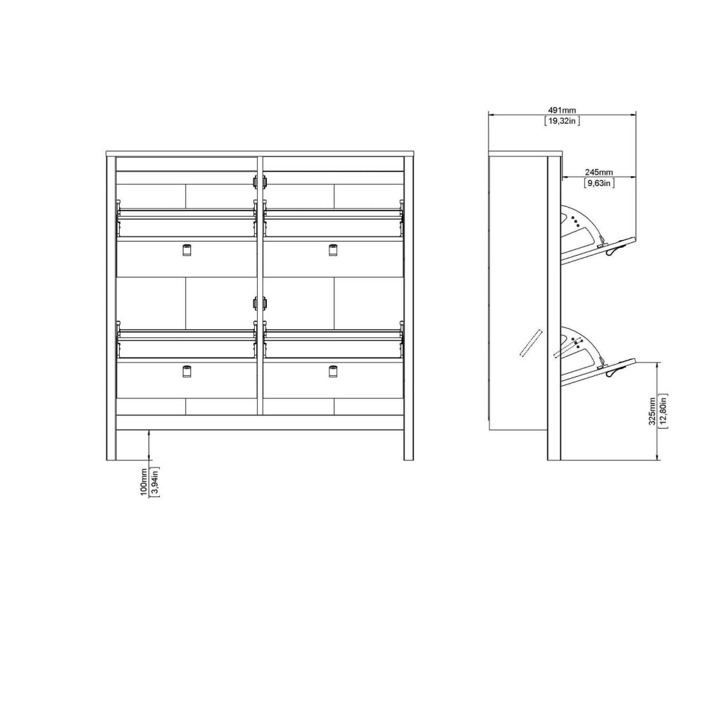Scarpiera Actinidia, Mobile portascarpe, Armadio da ingresso multiuso, Mobiletto per calzature, 103x25 h103 cm, Nero