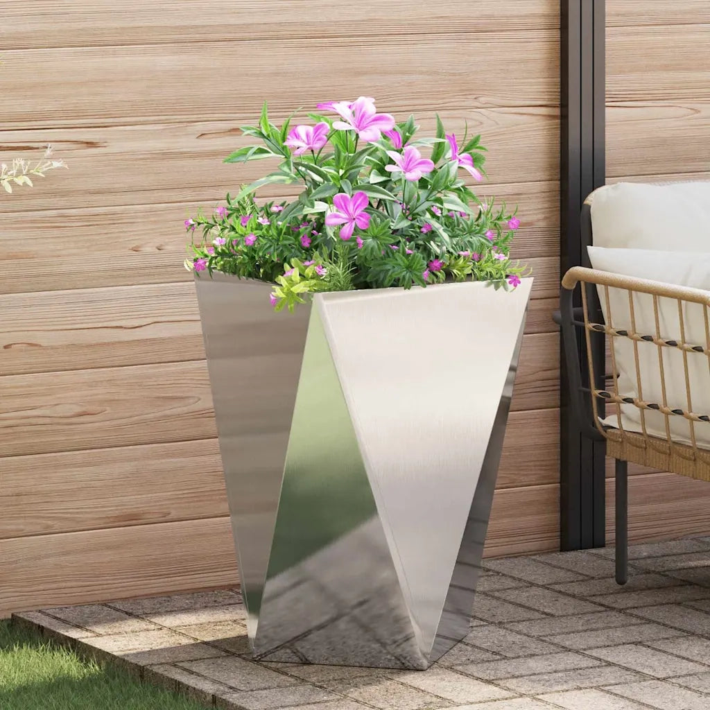 Fioriera-Vaso-Contenitore per Piante Argento 50 x 50 x 75 cm Acciaio inossidabile