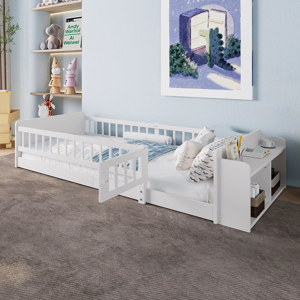 Letto bambino-Xylo-90x200 cm-a baldacchino, legno massello, grigio