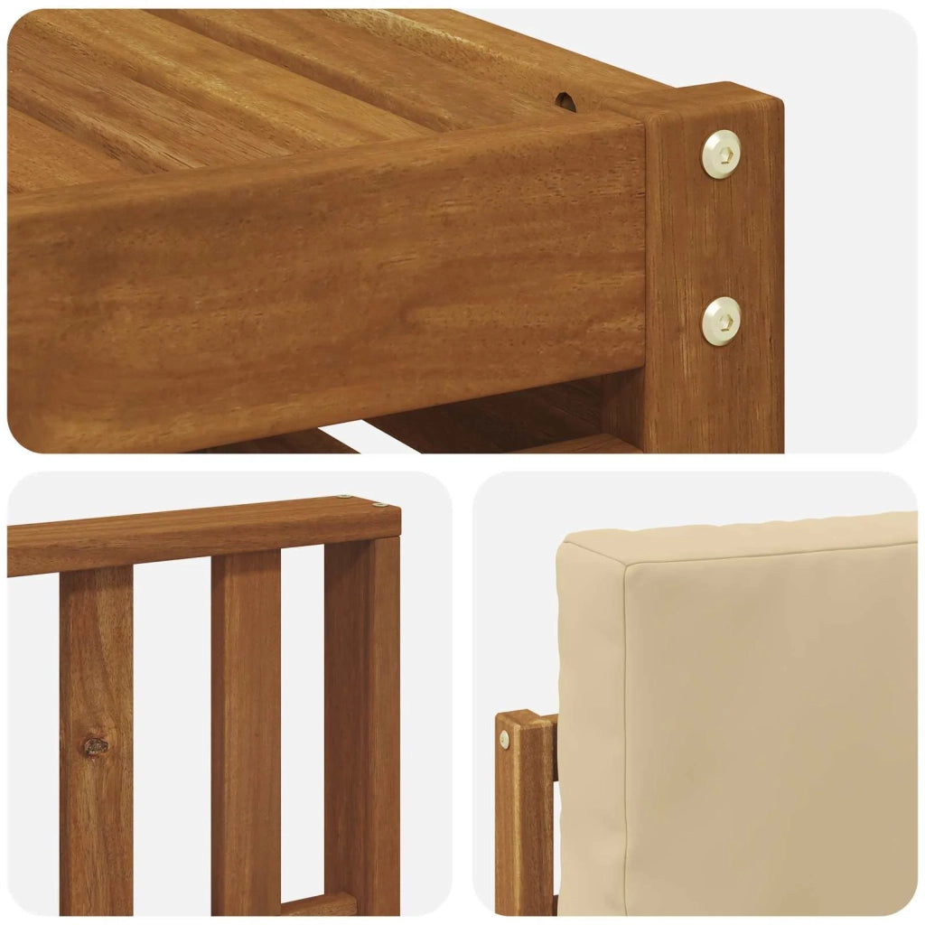 Set divani 7 pcs Naturale e Beige Legno di Acacia Massello 3374403