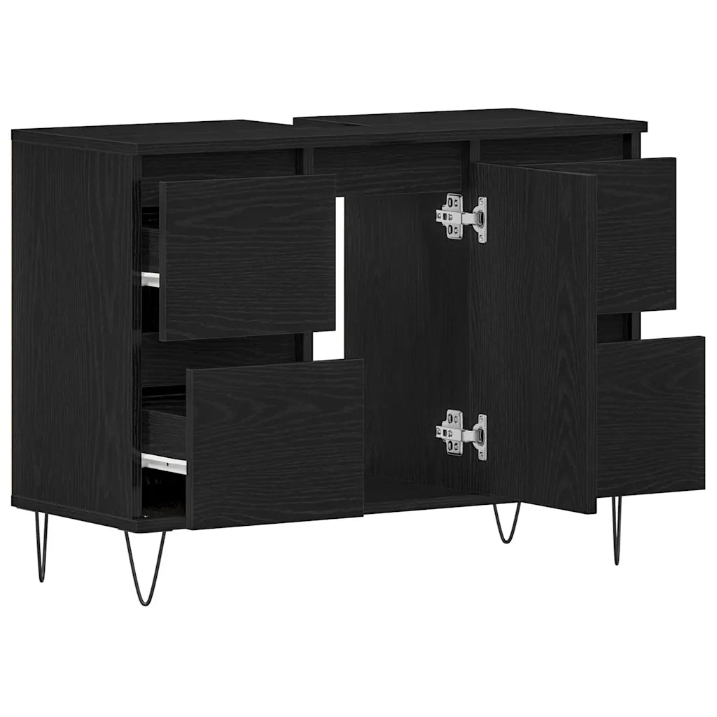 Armadio per Lavabo da Bagno Rovere Nero 80 x 33 x 60 cm 862894