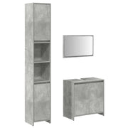 Set Mobili da Bagno | Armadio da bagno 3 pz Grigio Cemento in Legno Multistrato