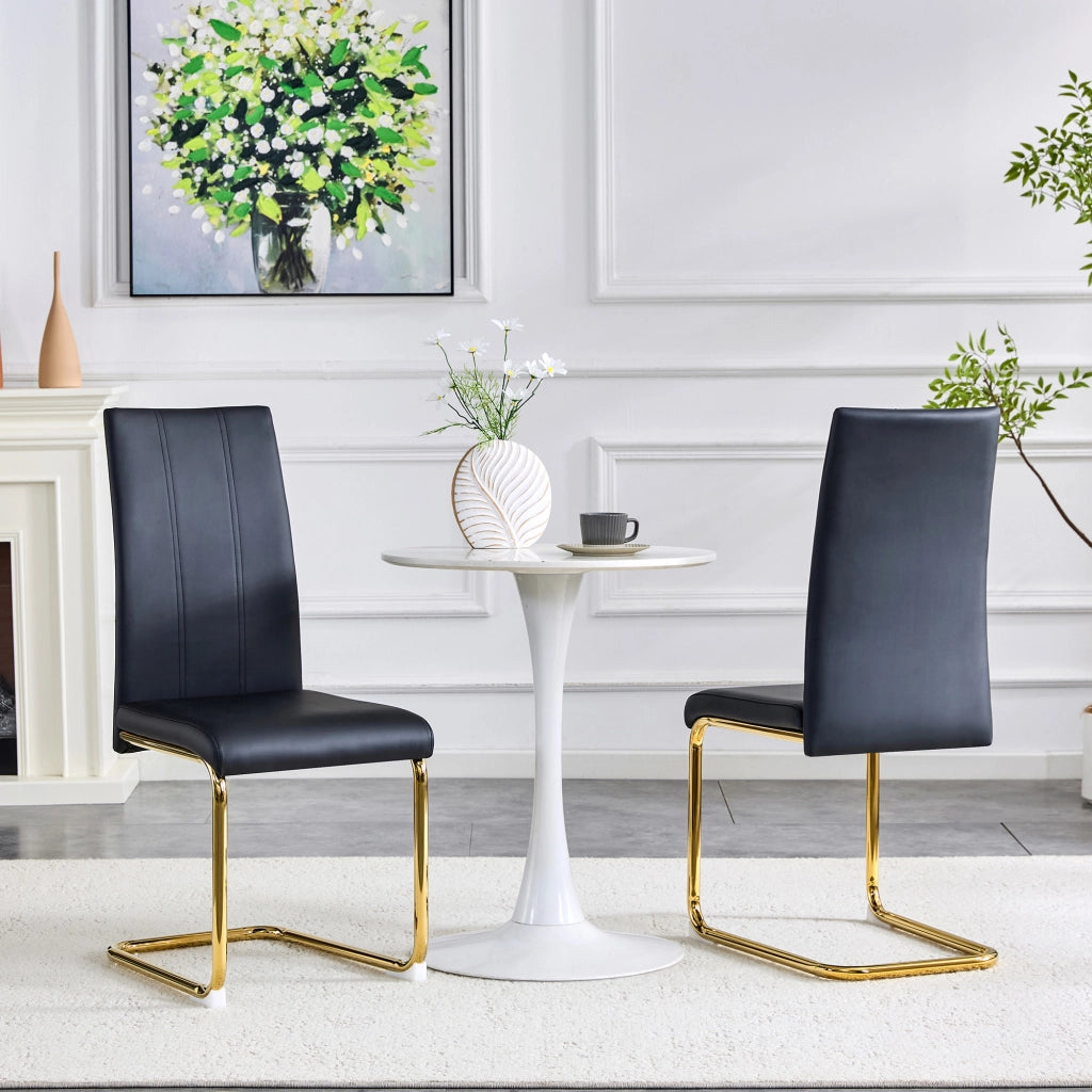 Sedia da pranzo ergonomica con design salvaspazio e struttura stabile in pu e metallo nero oro 72,5 × 47,5 × 45,5 cm