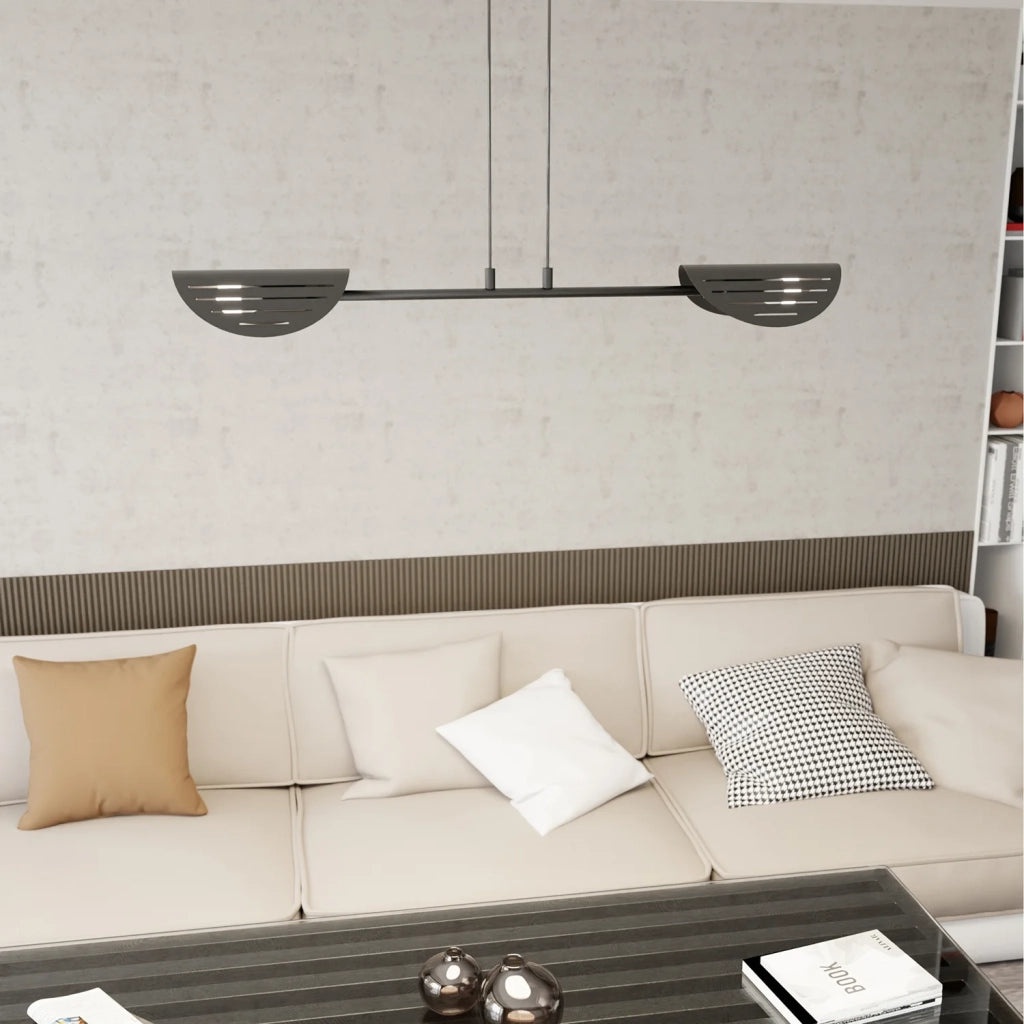 Lampadario Moderno 2 Luci Iperione A Bracci In Acciaio Nero