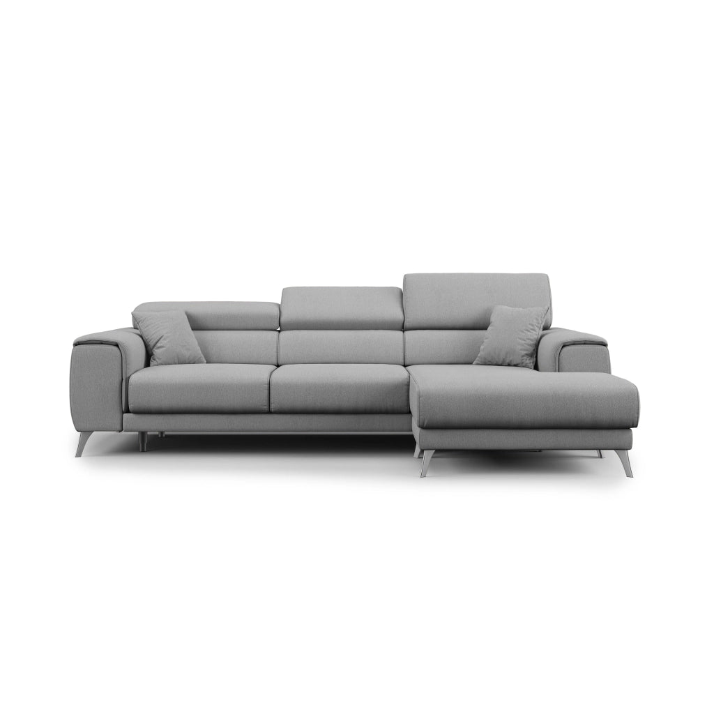 Fusion Divano angolare con sedute scorrevoli in tessuto morbido smacchiabile T05 260 cm Destro grigio