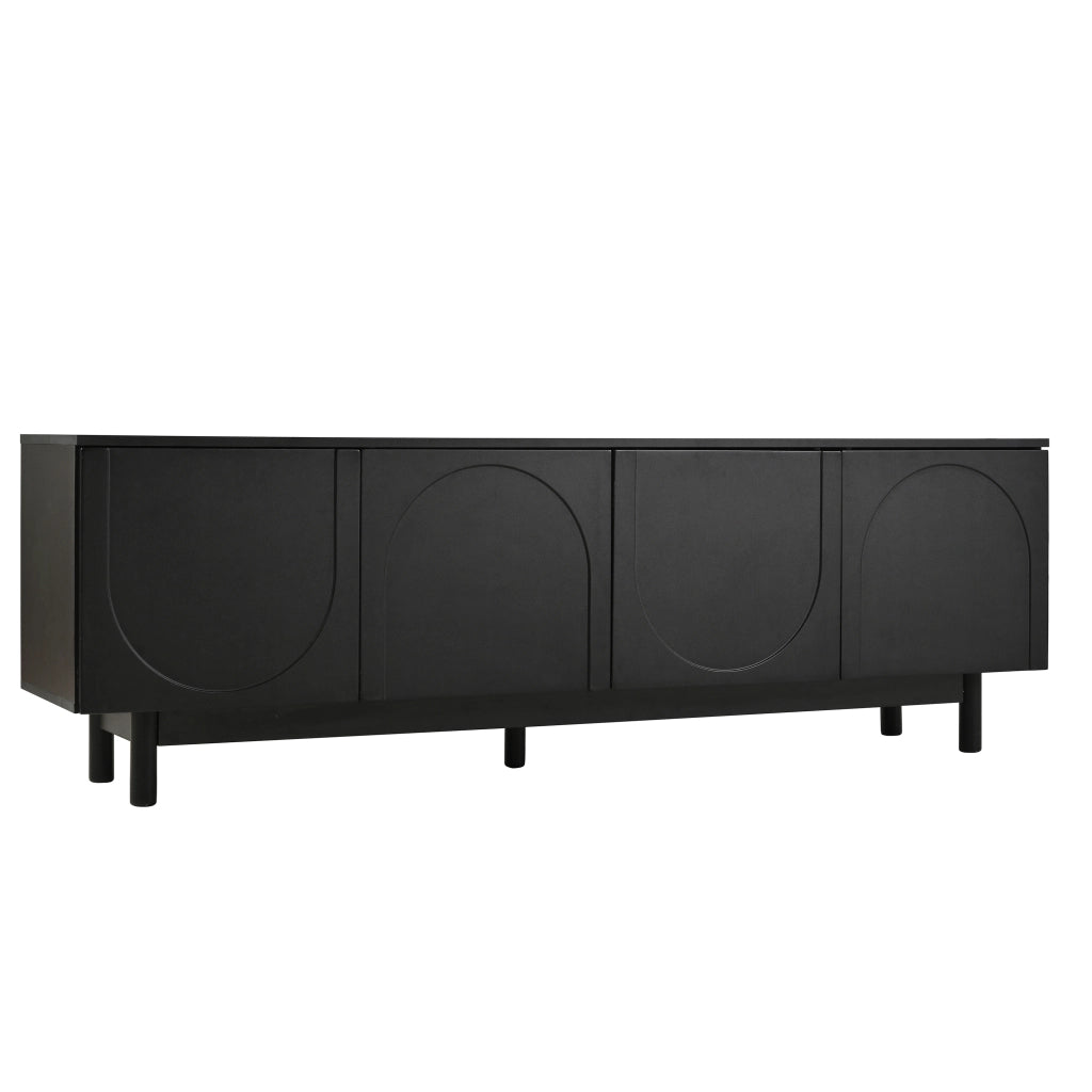 Mobile TV nero 175 x 38 x 56 cm con 4 ante e ripiani regolabili