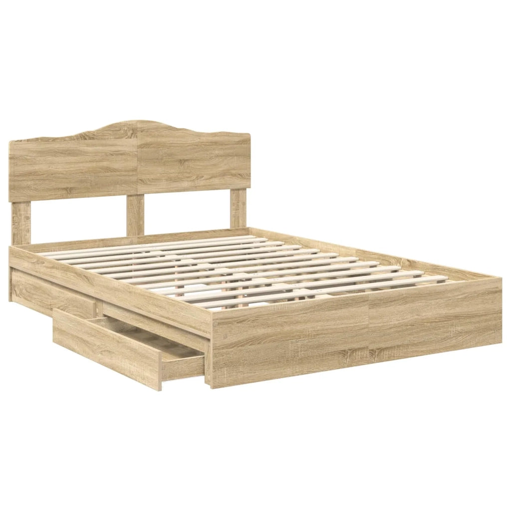 Letto con Contenitore con testiera Rovere Sonoma 160 x 200 cm