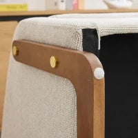 Poltrona d'arredo per soggiorno con braccioli in legno, cuscino posteriore e tessuto in chenille, 73.5x73.5x73.5 cm, Beige