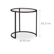 Set di 2 tavolini bassi laterali in vetro nero impilabili 13_0002660