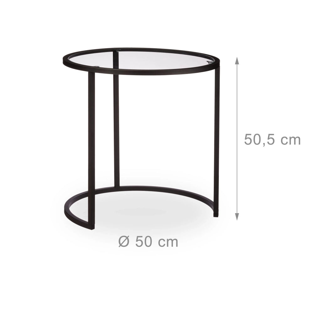 Set di 2 tavolini bassi laterali in vetro nero impilabili 13_0002660