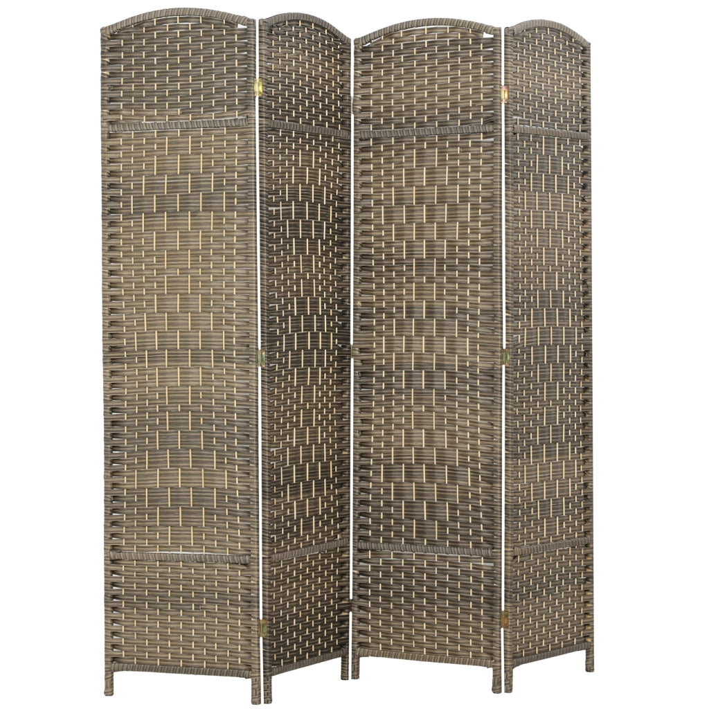 Paravento pieghevole 4 ante ¨C Minimal ¨C nero, legno di pino, intrecciato