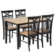 Set da pranzo in legno massello Nero con piano in legno chiaro a 4 posti 120 x 75 cm moderno scandinavo