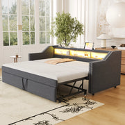 Divano letto estraibile imbottito grigio scuro 90/180 x 190 cm