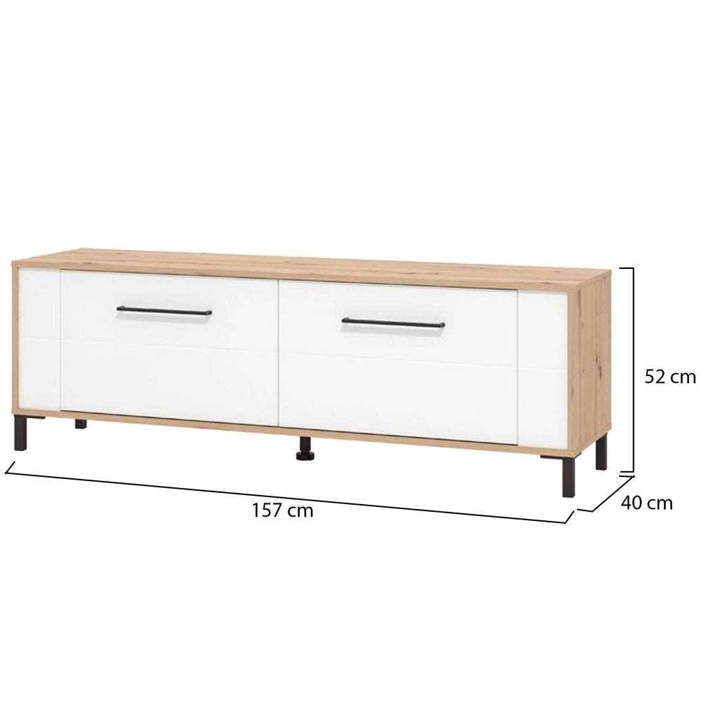 Nazzaro, Mobile Porta tv un Ripiano, 157x40x52h cm Marrone Rovere Nodi