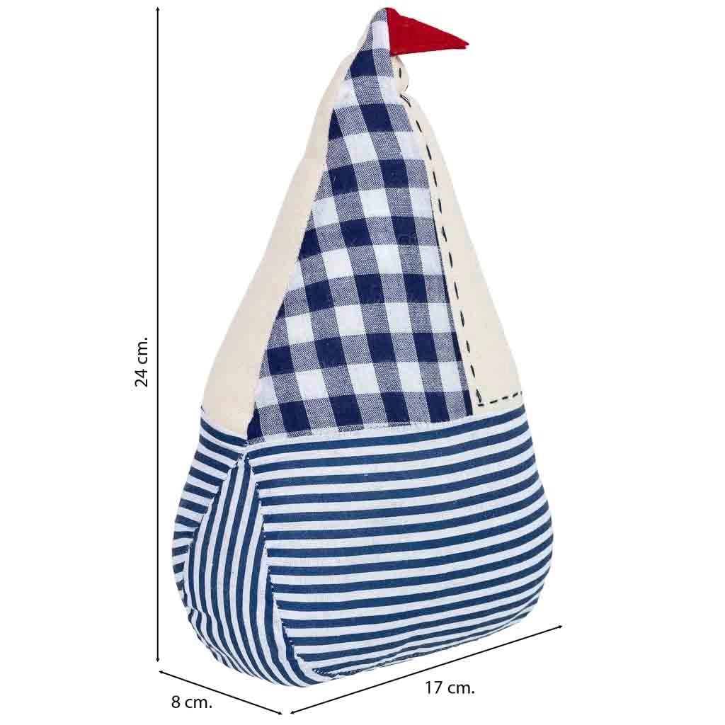 Fermaporta in cotone con barca blu, 17x8x24h cm