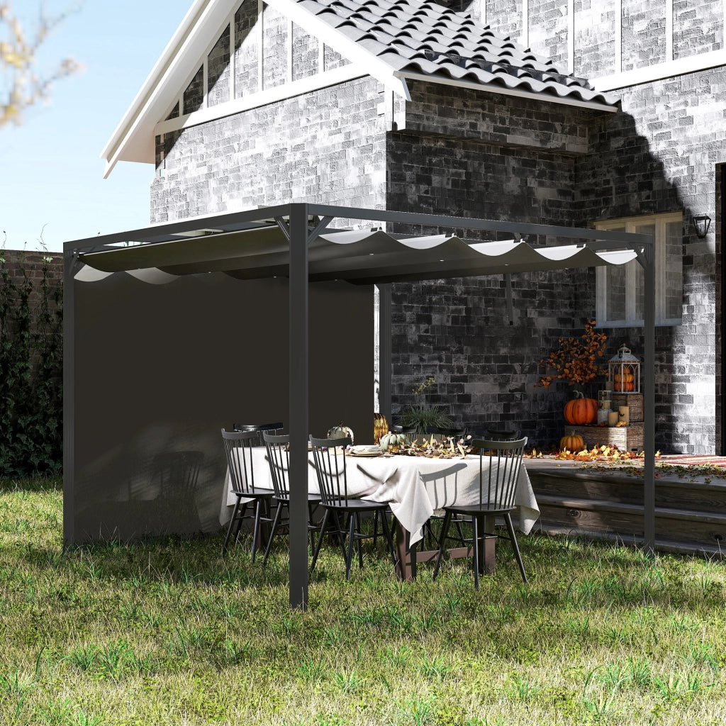 Gazebo Pergola Retrattile 3x3 m ¨C zephmum ¨C Acciaio Poliestere Grigio Scuro