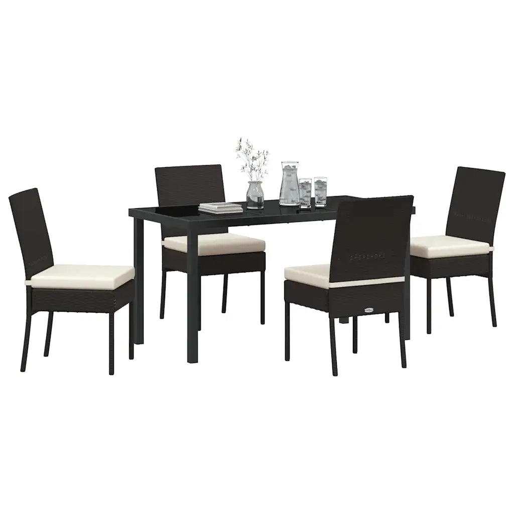 Set da Pranzo per Giardino 5 pcs Nero