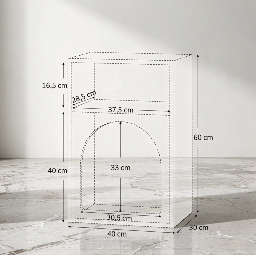 Set di 2 comodini con 2 vani aperti in MDF grigio; 40 x 30 x 60 cm