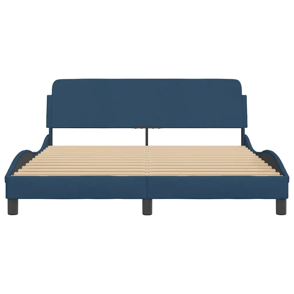 Giroletto con Testiera senza Materasso Blu 160x200 cm Tessuto