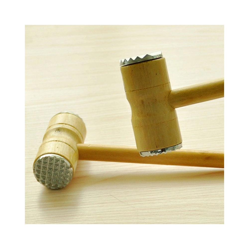 Trade Shop - Mazzuola Mazzetta Batticarne Rompinervi Con 2 Facce Manico In Legno Taglianervi -