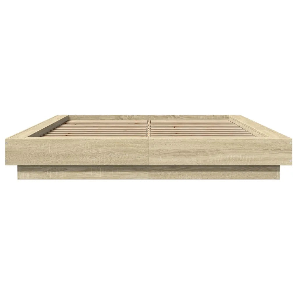 Giroletto Luci LED-Struttura Letto con LED Rovere Sonoma 140x190 cm Legno Multistrato 439077