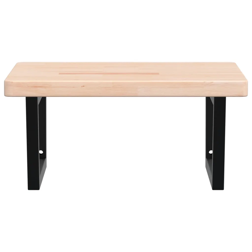 Ripiano a Parete per Lavabo in Acciaio e Massello di Rovere 3302471