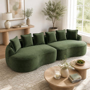 Divano modulare senza struttura in chenille verde 320x114x67 cm con seduta profonda e cuscini