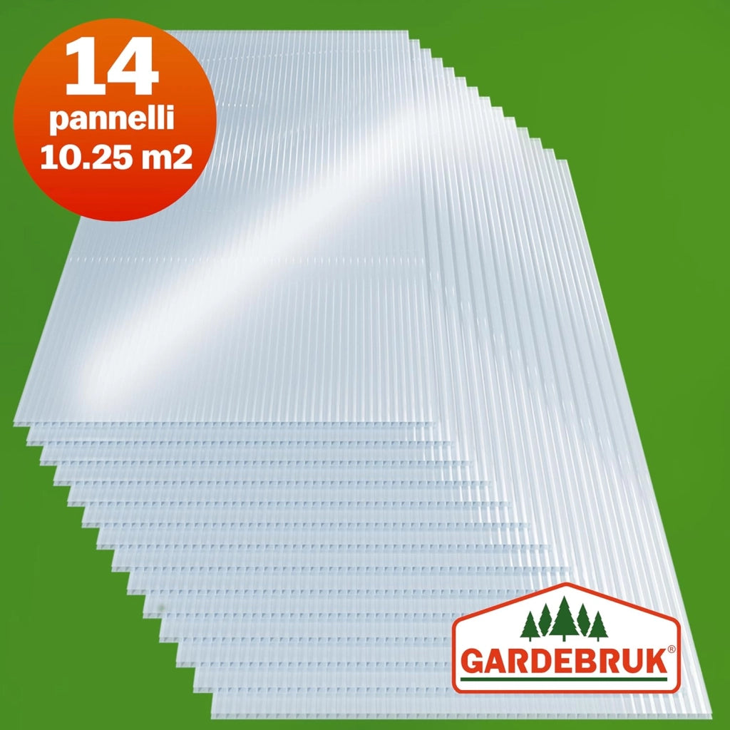 ® 14x Fogli Policarbonato Lastre Alveolari 4mm 121x60,5cm 10,3m² Pannelli Plastica Trasparenti Lastra Alveolare Pannello Copertura Tettoia